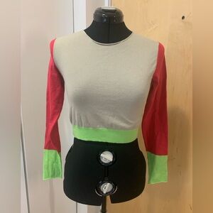 NWT Cruciani cotton sweater - Neutral with fuchsia and green accents - Size IT40